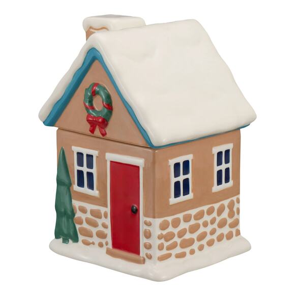 Holiday 57 oz Gingerbread House Glazed Ceramic Treat Cookie Jar Christmas Decor - Picture 2 of 5